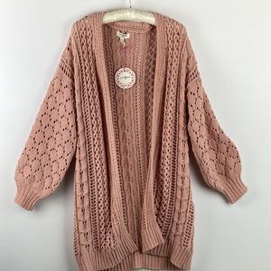 Oversize Chunky Cardigan - Slouchy Sweater - Blush Pink